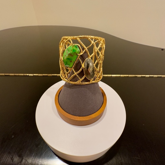 RARE Bohemian Luxury authentic Alexis Bittar Gemstone Statement Cuff/Bracelet - Picture 6 of 17